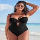 Underwire Lace Up One Piece Swimsuit image number null