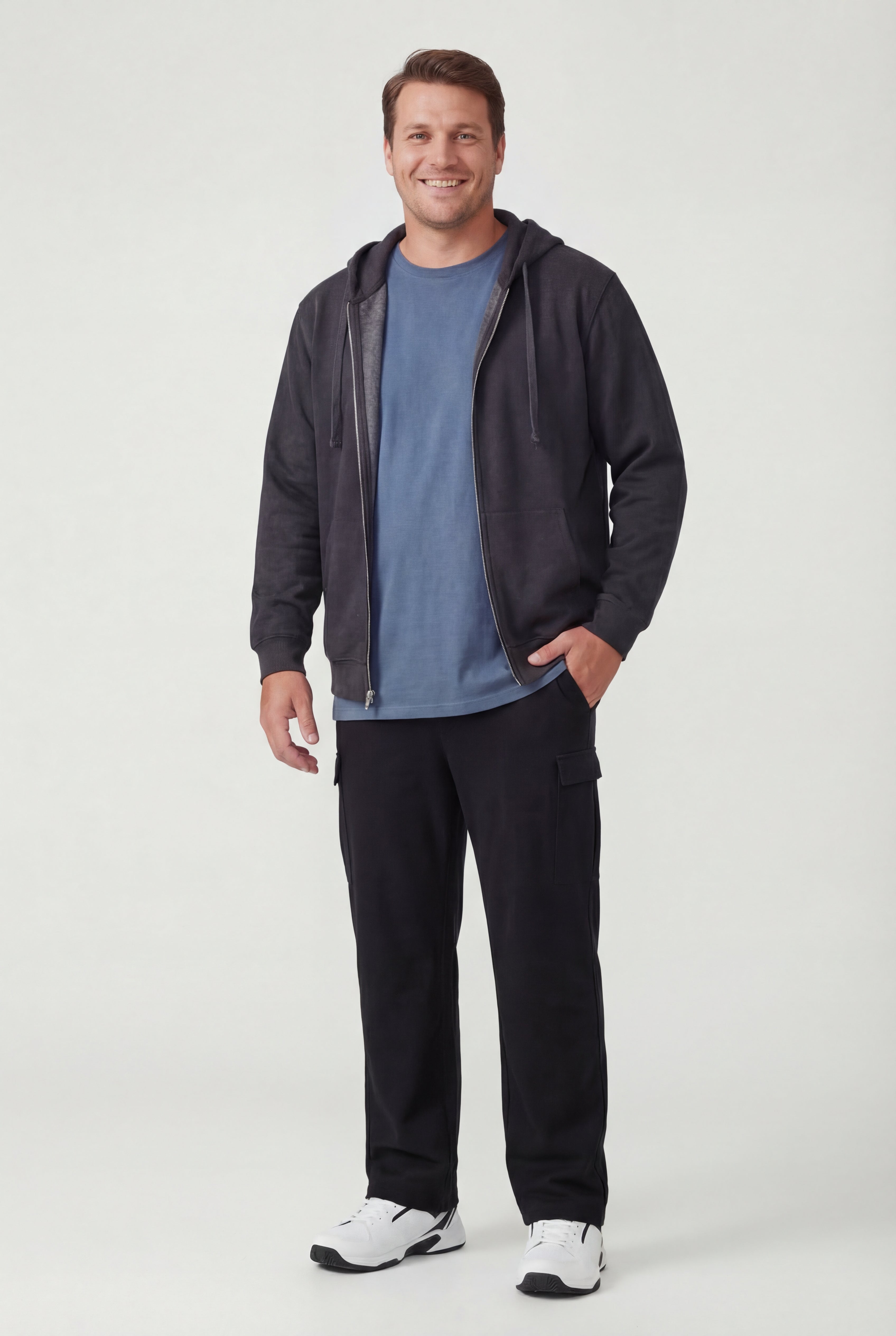 Men's Big & Tall Lightweight Jersey Cargo Sweatpants image number 2