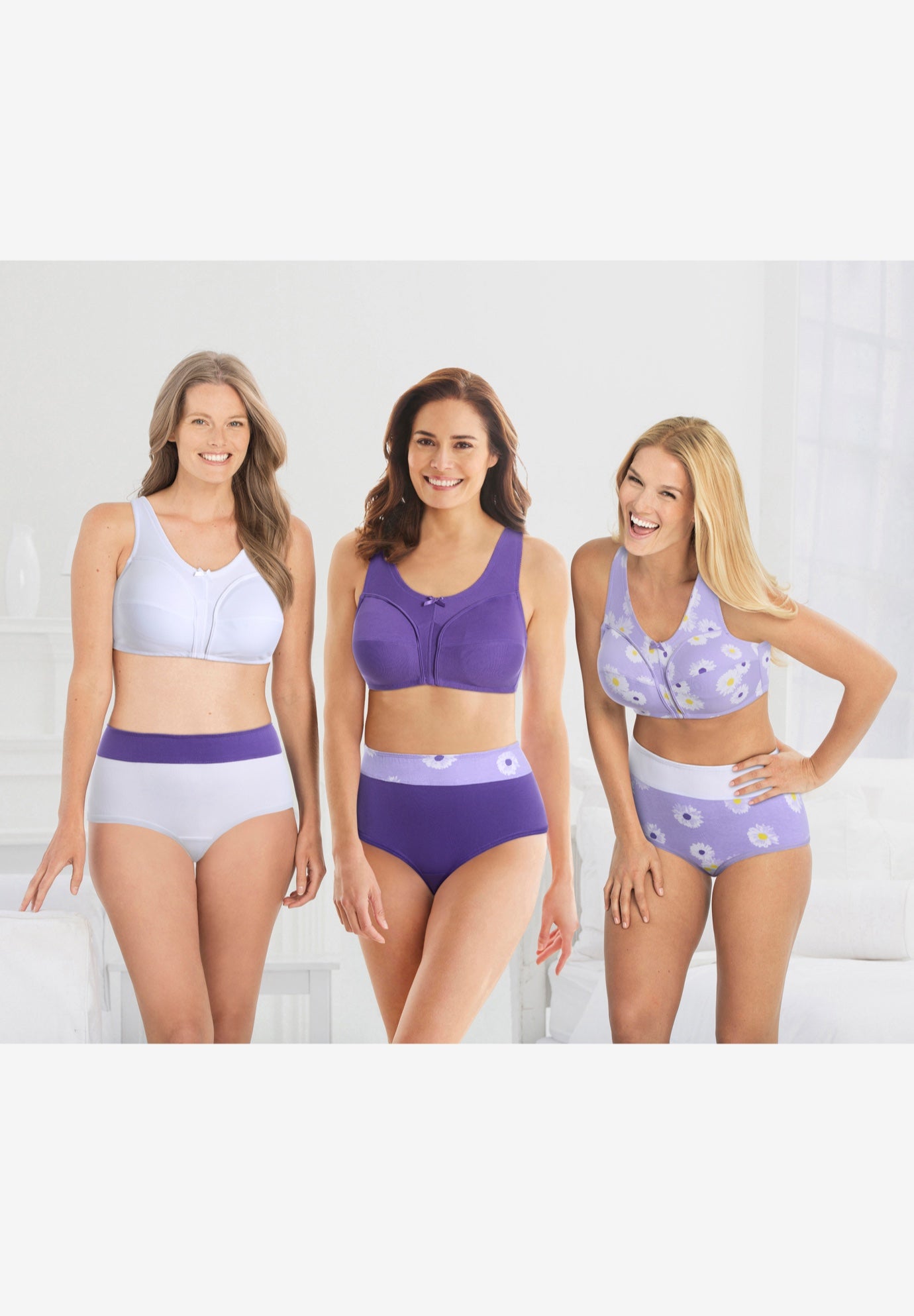 3-Pack Front-Close Cotton Wireless Bra image number 6