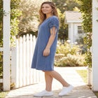 Perfect Ruched-Sleeve Knee-Length Short-Sleeve Tee Dress image number null