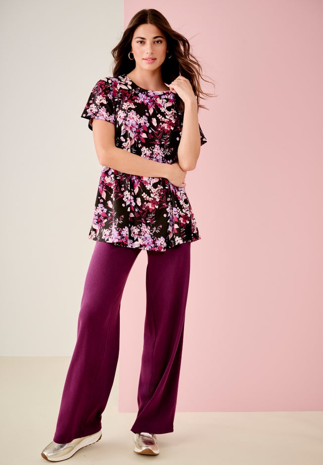Plus Size Pull-On Wide Leg Soft Knit Pant image number 3