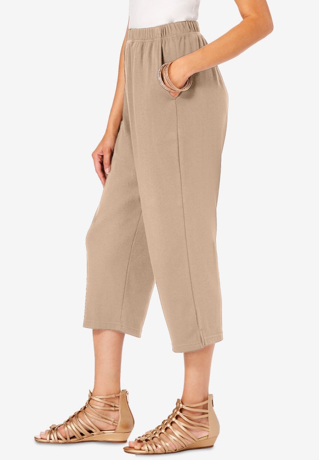 Plus Size Soft Knit Pull-On Capri Pant image number 2
