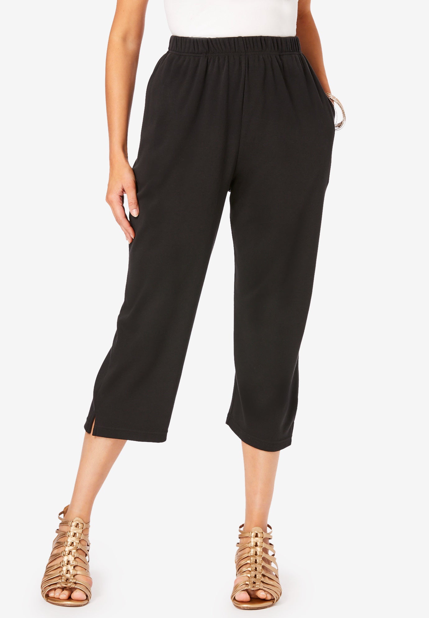 Plus Size Soft Knit Pull-On Capri Pant image number 0