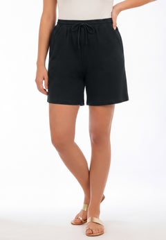 Plus Size French Terry Pull-On Drawstring Shorts