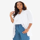 Plus Size Crochet Trim Pointelle Cardigan image number 0