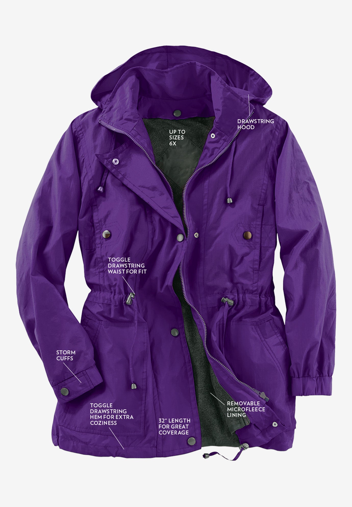 Fleece-Lined Taslon&reg; Anorak image number 3