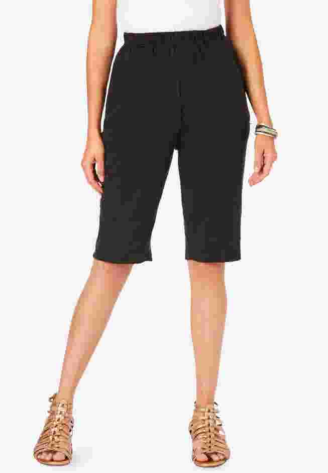 Plus Size Soft Knit Pull-on Bermuda Short image number 0