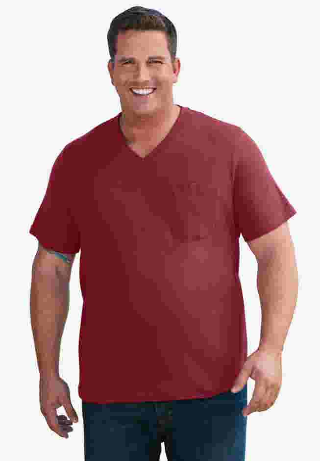 Shrink-Less Lightweight V-Neck Pocket T-Shirt image number 3