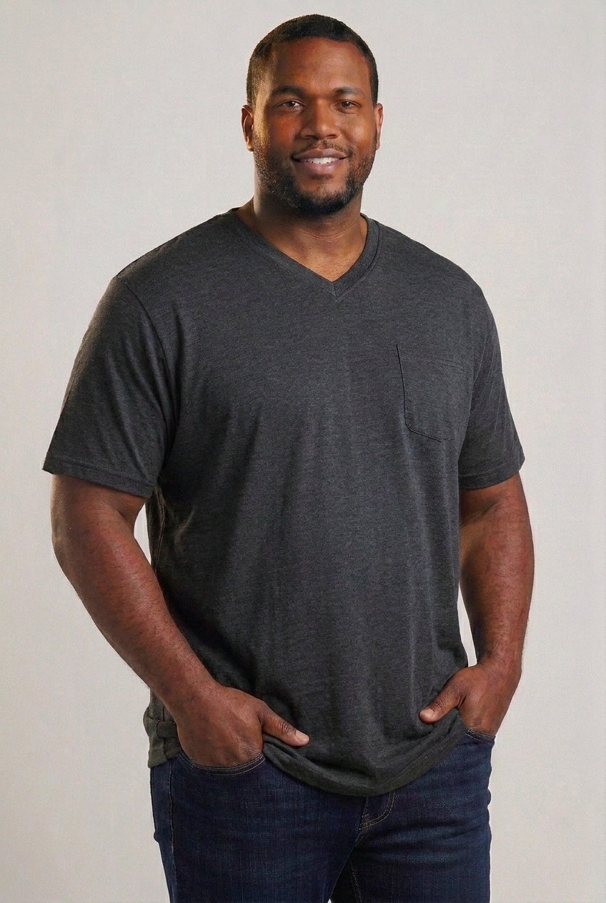 Shrink-Less Lightweight V-Neck Pocket T-Shirt image number 1