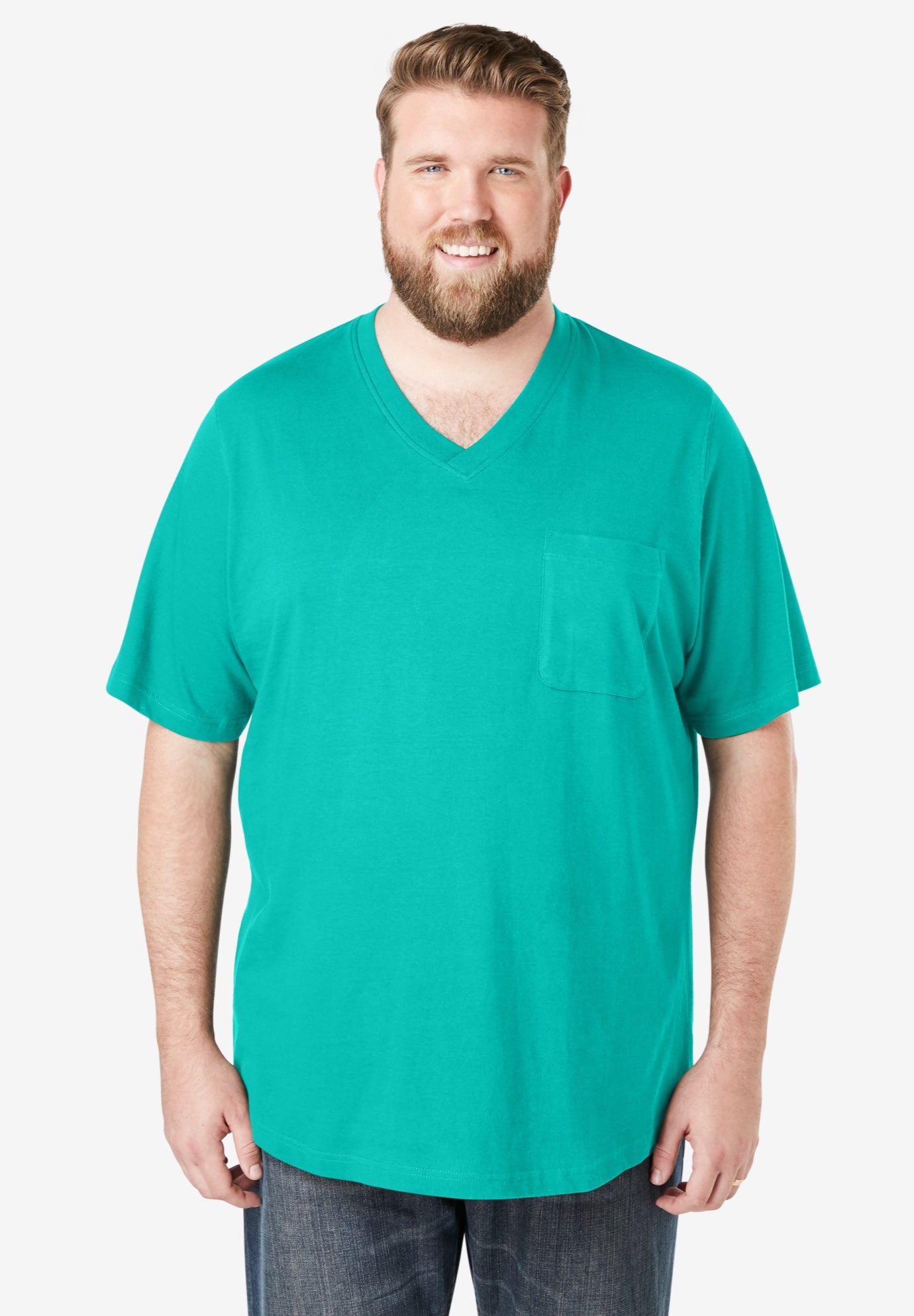 Shrink-Less Lightweight V-Neck Pocket T-Shirt image number 0