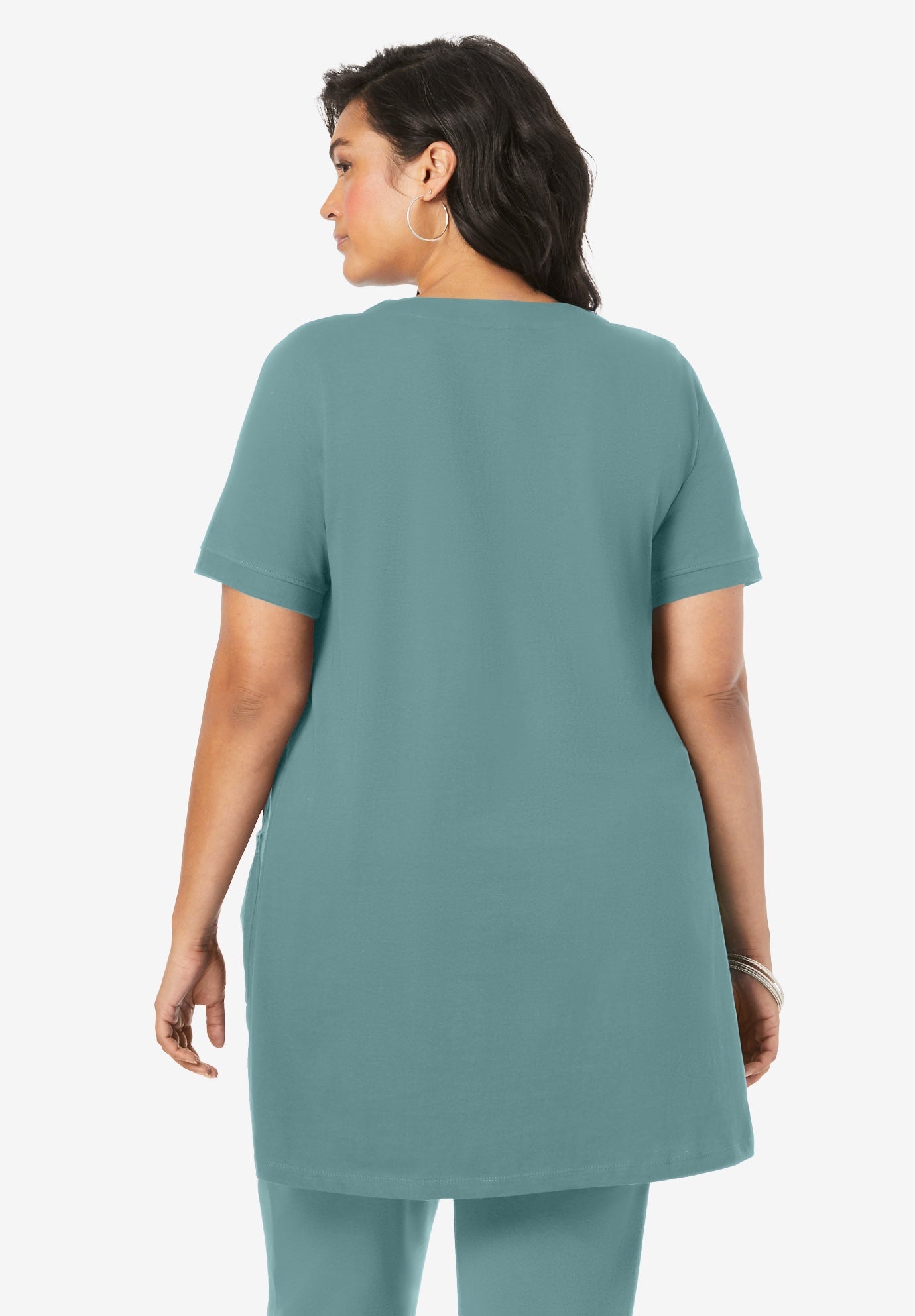 Plus Size Two Pocket Soft Knit Swing Tunic image number 1