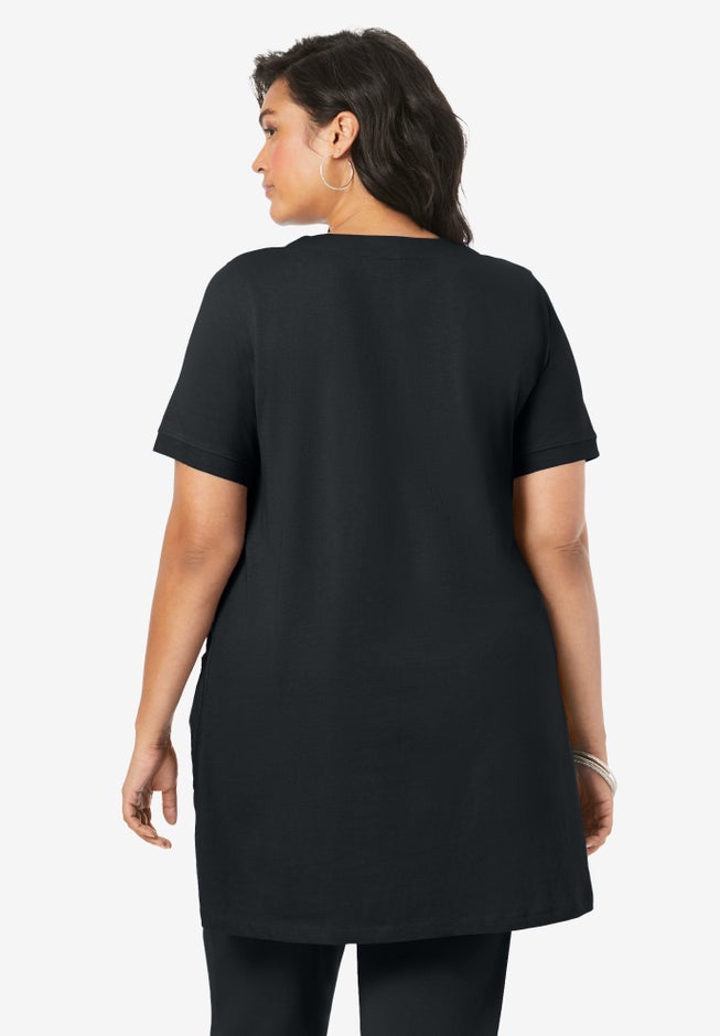 Plus Size Two Pocket Soft Knit Swing Tunic image number 1