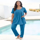 Plus Size Two Pocket Soft Knit Swing Tunic image number null