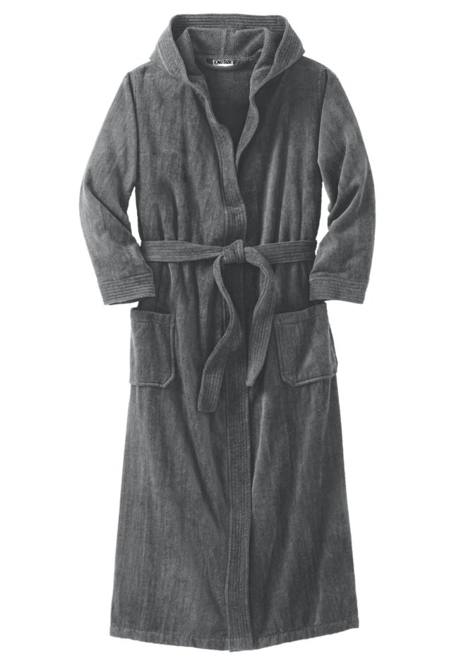 Terry Velour Hooded Maxi Robe image number 1