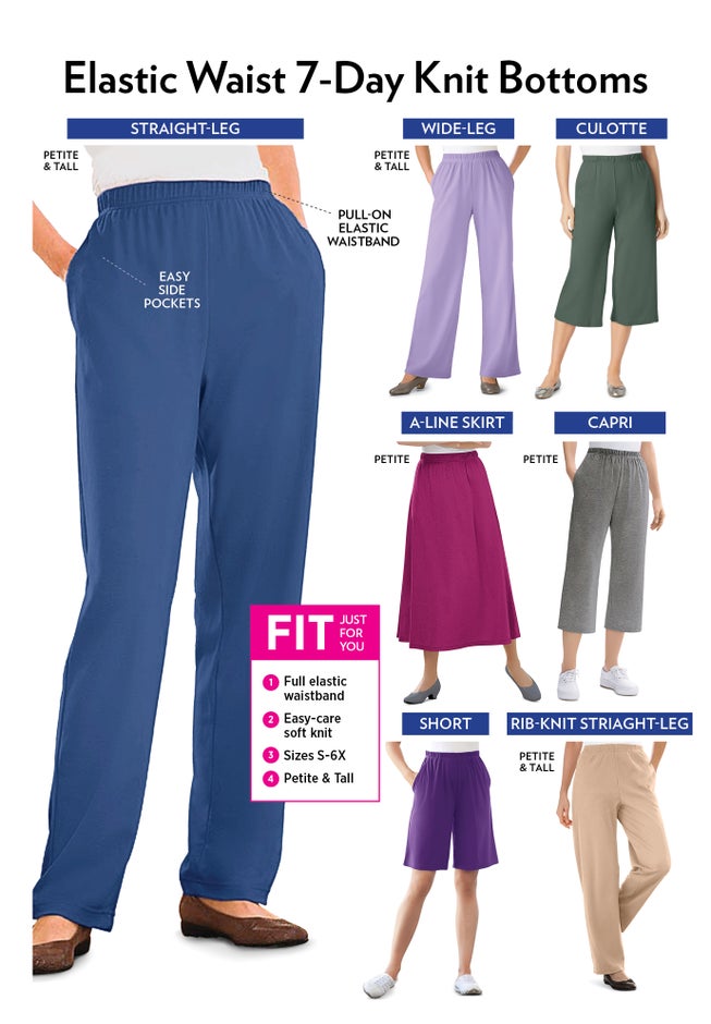 7-Day Knit Wide-Leg Pull-On Pants image number 3