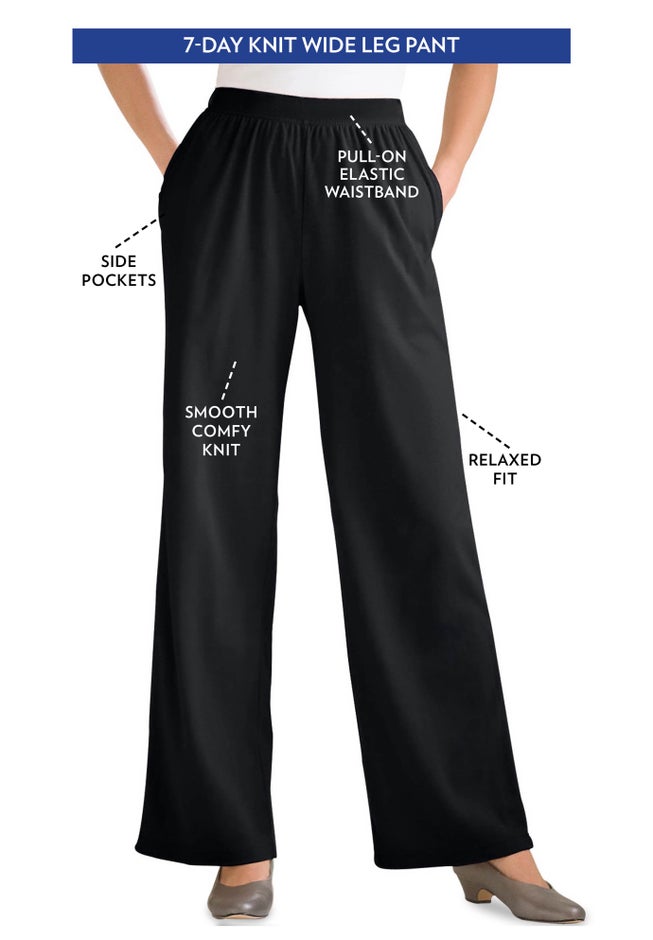 7-Day Knit Wide-Leg Pull-On Pants image number 0