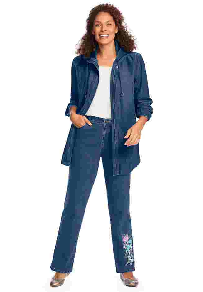 Straight-Leg Stretch Denim Five-Pocket Jeans image number 7