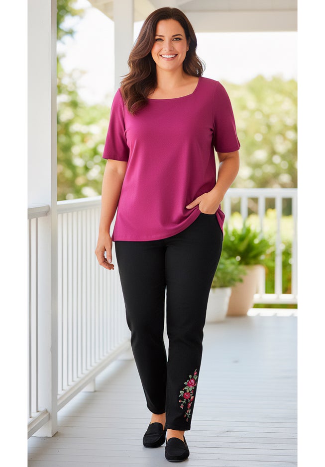 Straight-Leg Stretch Denim Five-Pocket Jeans image number 1