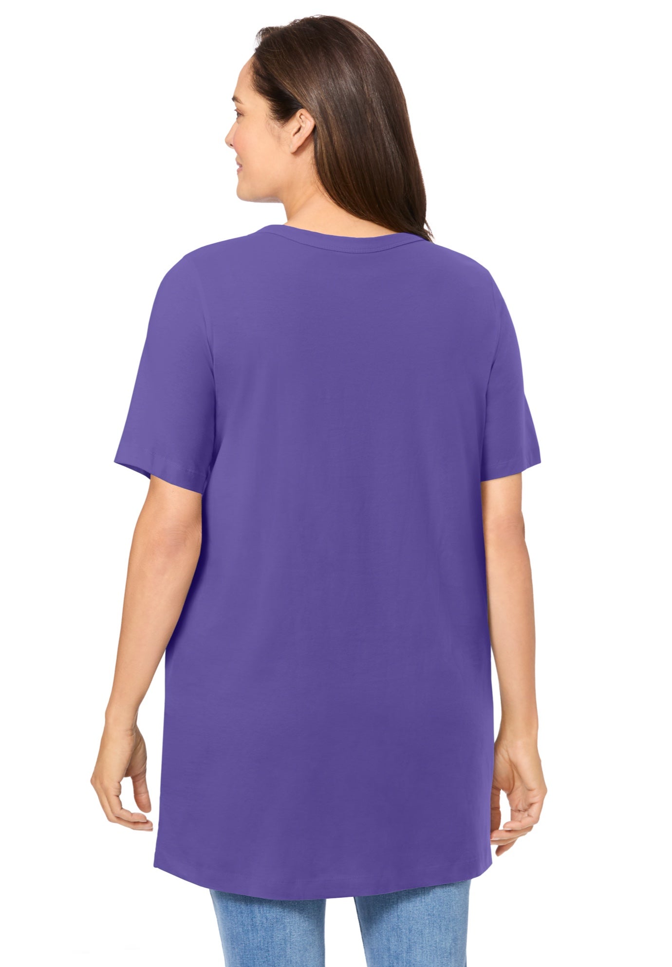 Perfect Short-Sleeve Shirred V-Neck Tunic image number 1