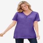 Perfect Short-Sleeve Shirred V-Neck Tunic image number null