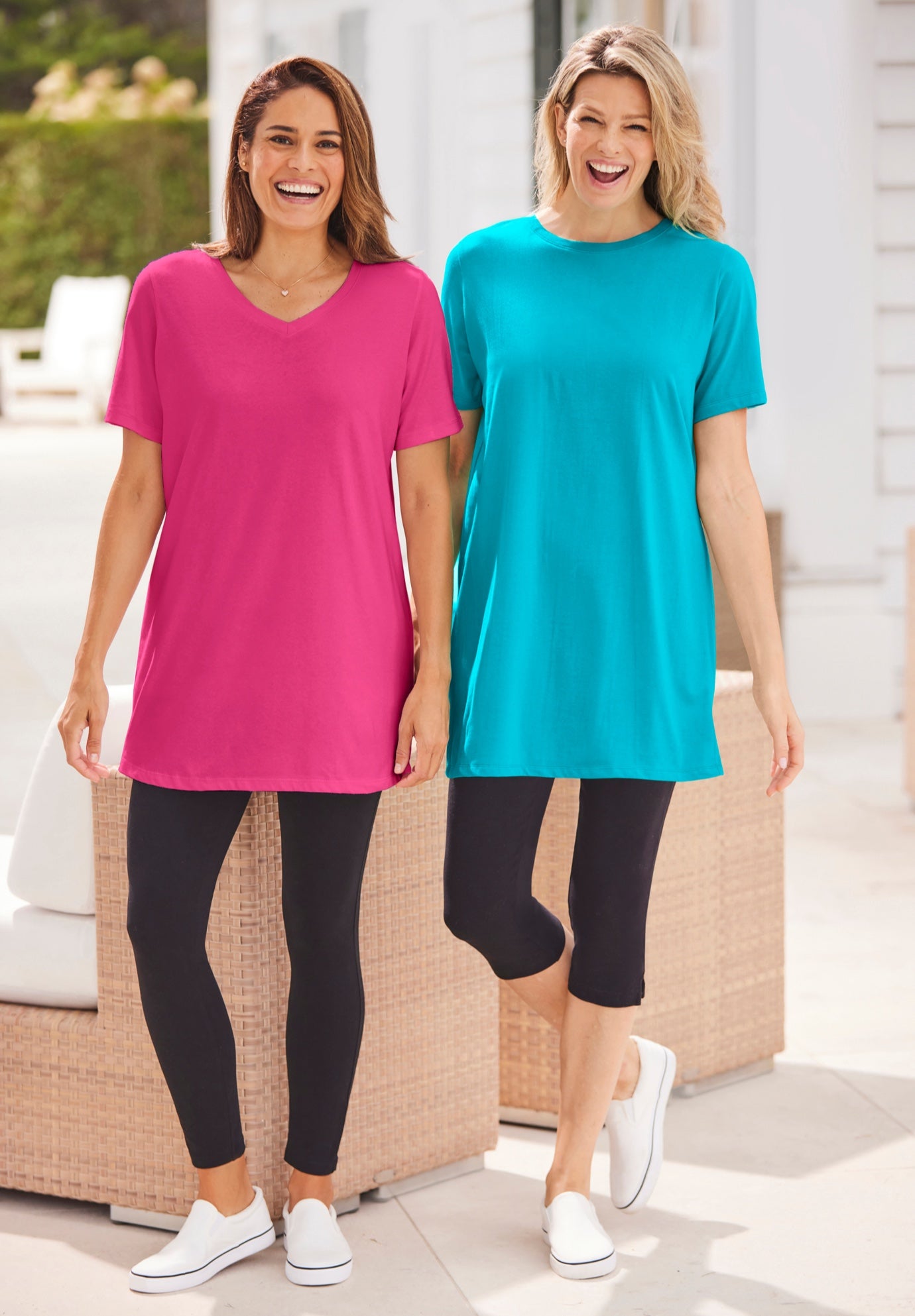 Stretch-Cotton Knit Pull-On Capri Leggings image number 5