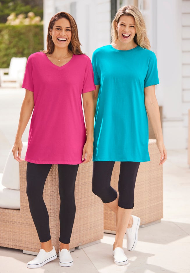 Stretch-Cotton Knit Pull-On Capri Leggings image number 5