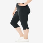 Stretch-Cotton Knit Pull-On Capri Leggings image number null