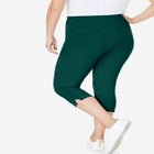 Stretch-Cotton Knit Pull-On Capri Leggings image number null