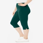 Stretch-Cotton Knit Pull-On Capri Leggings image number null
