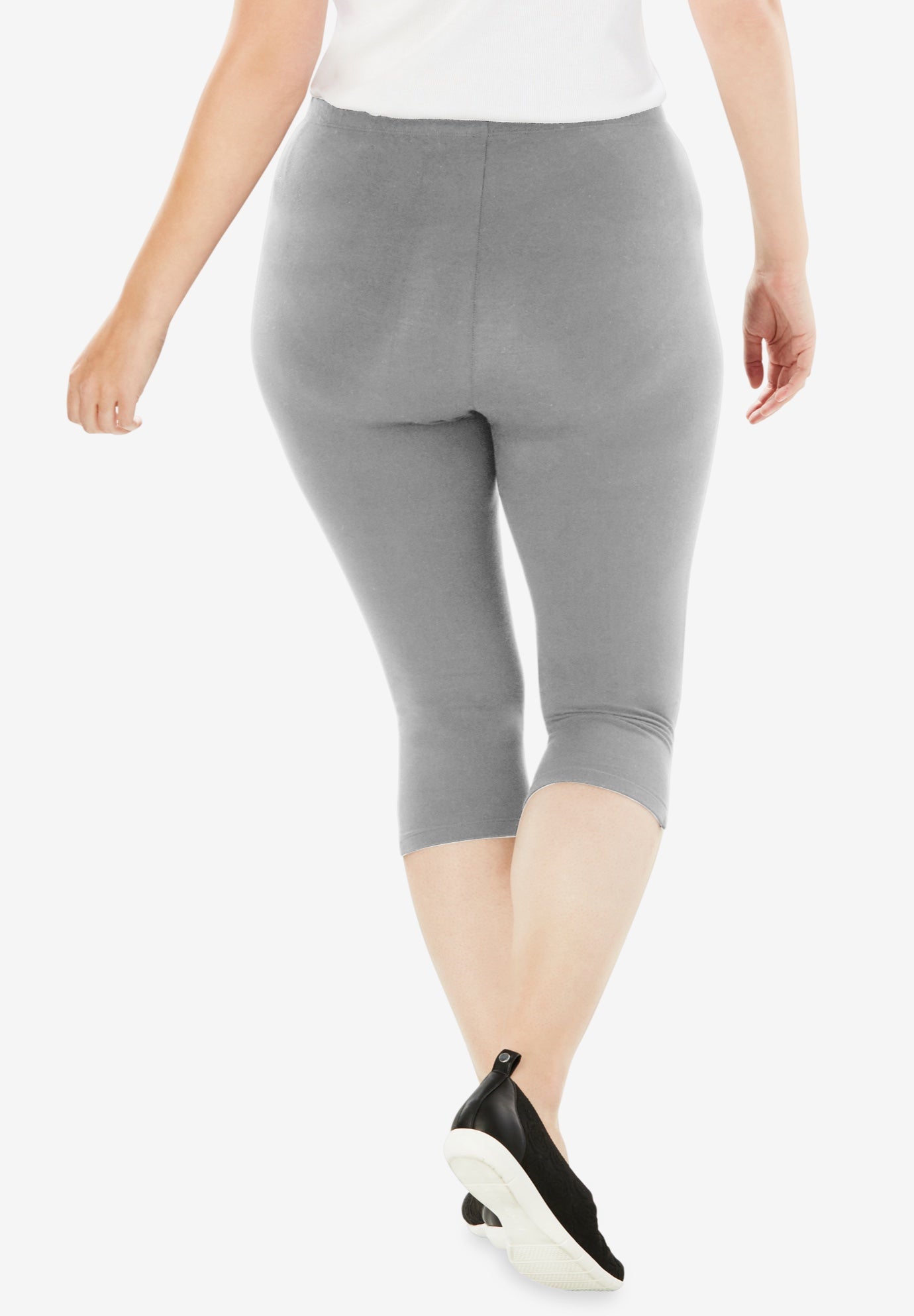 Stretch-Cotton Knit Pull-On Capri Leggings image number 1