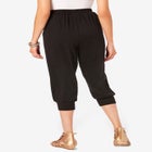 Plus Size Soft Knit Capri Pant with Drawstring Waist image number null