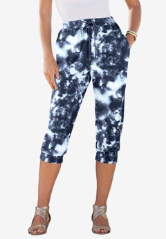 Plus Size Soft Knit Capri Pant with Drawstring Waist