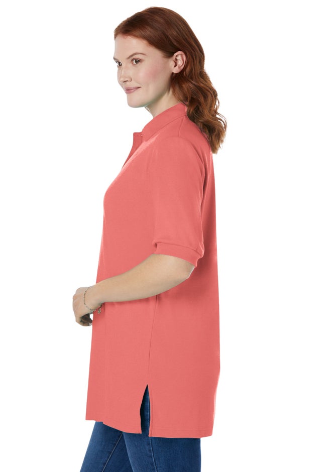 Elbow-Sleeve Polo Tunic image number 2