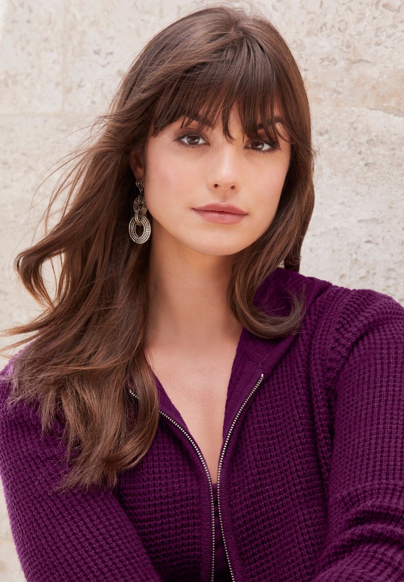 Plus Size Waffle Knit Zip Hoodie image number 8