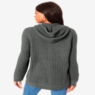 Plus Size Waffle Knit Zip-Front Relaxed Hoodie image number null