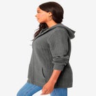 Plus Size Waffle Knit Zip-Front Relaxed Hoodie image number null