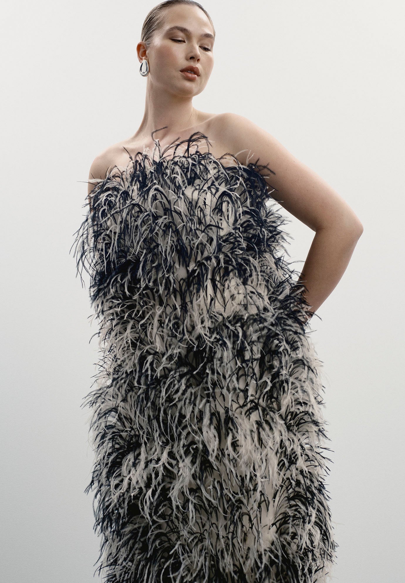 Feather Strapless Dress